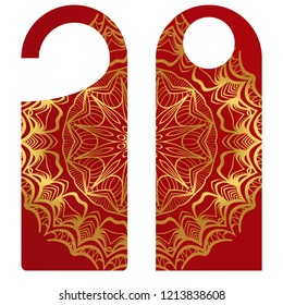 Door knob or hanger sign with floral mandala design. cartoon vector illustration.