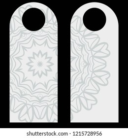 Door knob or hanger sign with floral mandala design. cartoon vector illustration.