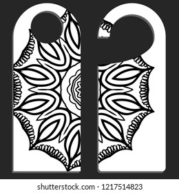 Door knob or hanger sign with floral mandala design. cartoon vector illustration.