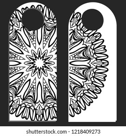 Door knob or hanger sign with floral mandala design. cartoon vector illustration.