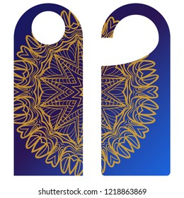 Door knob or hanger sign with floral mandala design. cartoon vector illustration.