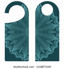 Door knob or hanger sign with floral mandala design. cartoon vector illustration.