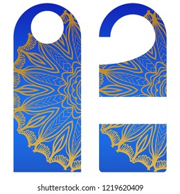 Door knob or hanger sign with floral mandala design. cartoon vector illustration.