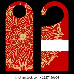 Door knob or hanger sign with floral mandala design. cartoon vector illustration.