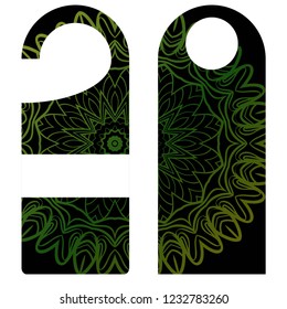 Door knob or hanger sign with floral mandala design. cartoon vector illustration.