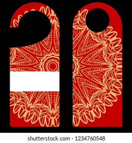 Door knob or hanger sign with floral mandala design. cartoon vector illustration.