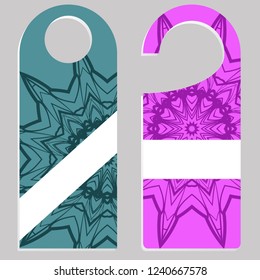 Door knob or hanger sign with floral mandala design. cartoon vector illustration