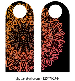 Door knob or hanger sign with floral mandala design. cartoon vector illustration.