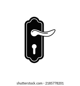 Door Knob Icon  In Black Flat Glyph, Filled Style Isolated On White Background