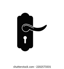 Door Knob Icon  In Black Flat Glyph, Filled Style Isolated On White Background