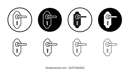 Door knob icon Black line art vector logo set