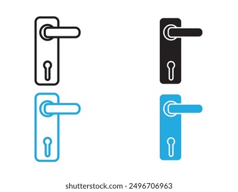 Door knob icon black and white vector outline sign