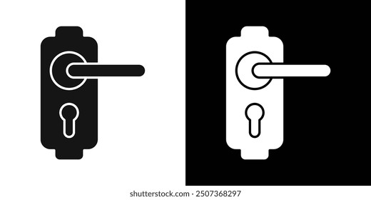 Door knob icon flat line symbol set.