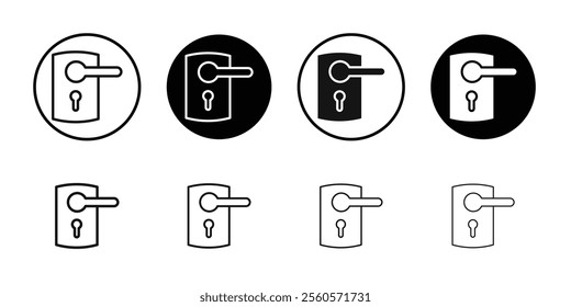 Door knob icon Flat outline fill set collection