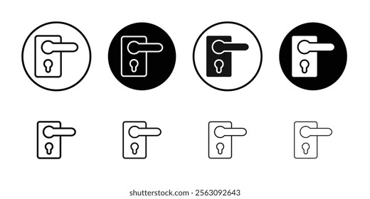 Door knob icon Flat outline fill set collection