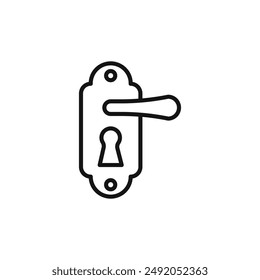 Door knob icon outline collection in black and on white background