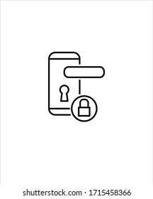 door knob with lock icon,vector best line icon.