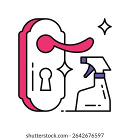 Ícone de estilo de ilustração de contorno Preenchido com Botão de Porta. Arquivo EPS 10 