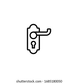 Door Knob Vector Icon In Linear, Outline Icon Isolated On White Background