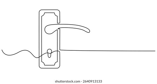 door knob vector illastration continuous one line drawing of white background.Open door one line illustration, Doorknob Black Stroke Linear Icon, Doorknob Line Icon Design, Door Handle with microbe.