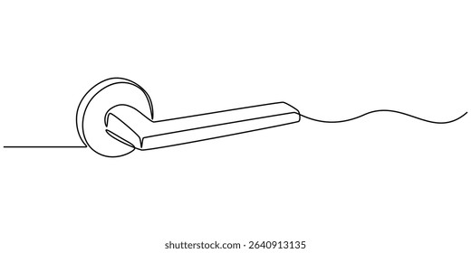door knob vector illastration continuous one line drawing of white background.Open door one line illustration, Doorknob Black Stroke Linear Icon, Doorknob Line Icon Design, Door Handle with microbe.