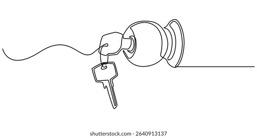 door knob vector illastration continuous one line drawing of white background.Open door one line illustration, Doorknob Black Stroke Linear Icon, Doorknob Line Icon Design, Door Handle with microbe.