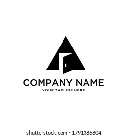 door letter A logo design vector sign