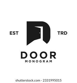 Plantilla de diseño de icono de monograma de letra de puerta