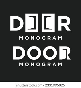 Plantilla de diseño de icono de monograma de letra de puerta