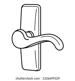 Door lever handle. Vector outline icon isolated on white background.