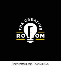 Door with Light Bulb Lamp for Creative Idea Inspiration Room Studio logo design