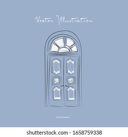 Door line drawing illustration style vector 