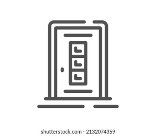 Door line icon. Building entrance sign. Exit doorway symbol. Quality design element. Linear style door icon. Editable stroke. Vector