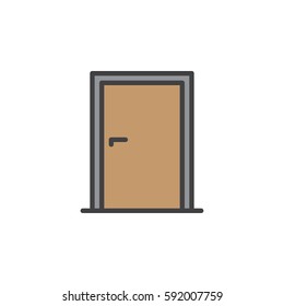 Door line icon, filled outline vector sign, linear colorful pictogram isolated on white. Symbol, logo illustration. Editable stroke. Pixel perfect
