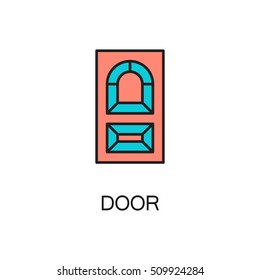Door line icon. High quality pictogram of home's furniture. Outline vector symbol for design website or mobile app. Thin line sign of door for logo, visit card, etc.