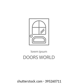 Door line icon logotype design templates. Modern easy to edit logo template. Vector logo design series.