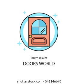 Door line icon logotype design templates. Vector logo design series.