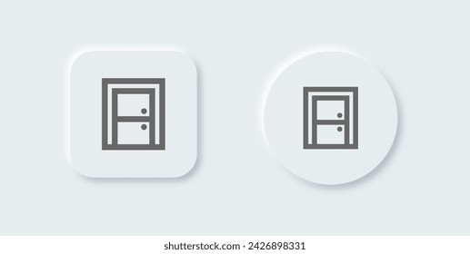 Door line icon in neomorphic design style. Doorway signs vector illustration.