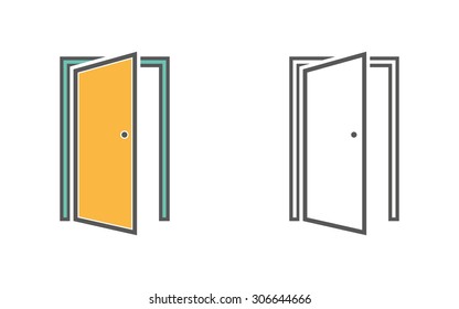 Door line  icon  on white background. Vector illustration.