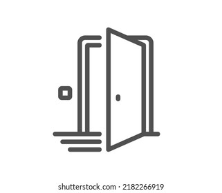 Door line icon. Open doorway sign. Home interior symbol. Quality design element. Linear style door icon. Editable stroke. Vector