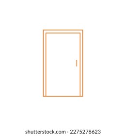 Door line icon. Simple door close vector icon. Exit door in a frame. Vector illustration isolated on white background.