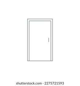 Door line icon. Simple door close vector icon. Exit door in a frame. Vector illustration isolated on white background.