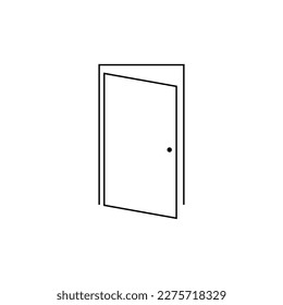 Icono de la línea de la puerta. Icono de vector abierto de puerta simple. Puerta de salida en un marco. Ilustración vectorial aislada en fondo blanco.