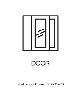 Door line icon. Vector high quality outline pictogram of door. Sign of element for home's interior. Thin line icon for design website or mobile app. Black symbol on format EPS 10 for logo.