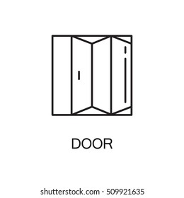 Door line icon. Vector high quality outline pictogram of door. Sign of element for home's interior. Thin line icon for design website or mobile app. Black symbol on format EPS 10 for logo.