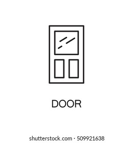 Door line icon. Vector high quality outline pictogram of door. Sign of element for home's interior. Thin line icon for design website or mobile app. Black symbol on format EPS 10 for logo.