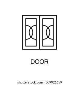 Door line icon. Vector high quality outline pictogram of door. Sign of element for home's interior. Thin line icon for design website or mobile app. Black symbol on format EPS 10 for logo.