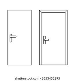Vector del icono de la línea de la puerta aislado en el fondo blanco. 