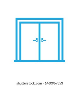 Door line icon vector minimal door window construction line icons