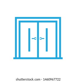 Door line icon vector minimal door window construction line icons